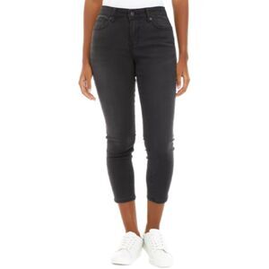 Wonderly NWT Black Smoke Mid-Rise Skinny Crop Stretch Denim Jeans, Size 14